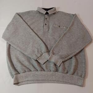 Vintage Classics By Palmland Men's Gray Cotton Blend Polo Pullover Sweater Sz L